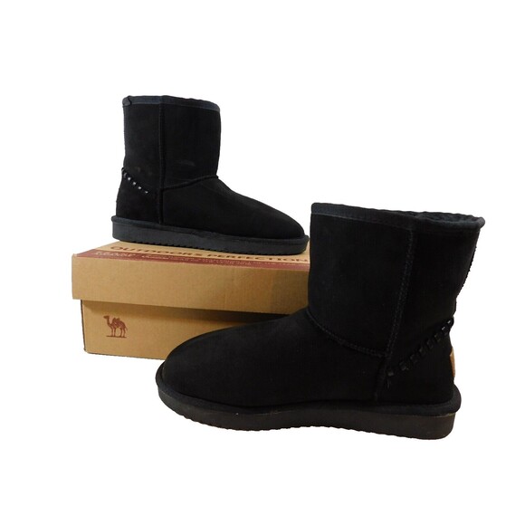 Camel Crown Pull On Short WInter Boots Women's sz 8.5  Black Faux Suede - Picture 1 of 5